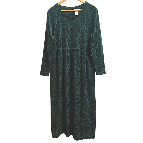 Worthington Vtg Y2K Whimsigoth Forest Boho Burnout Velvet Paisley Maxi Dress 14P - Picture 1 of 11